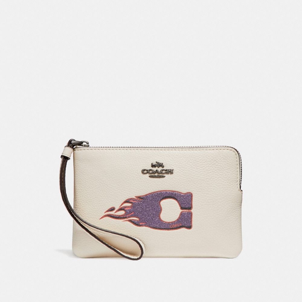 Coach CORNER ZIP WRISTLET WITH C FLAME MOTIF